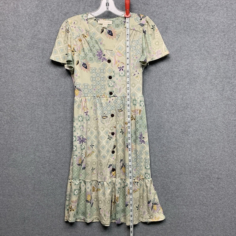 Monteau Los Angeles Peasant Dress S Floral Cream Cottagecore Fairy Whimsical - Picture 7 of 8